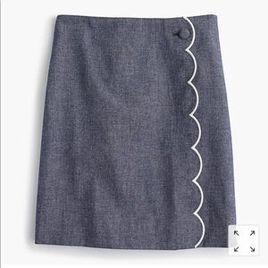 J Crew Scalloped Chambray Skirt